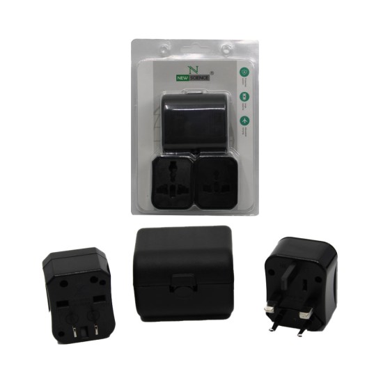 ADAPTADOR DE VIAGEM NEW SCIENCE (REF: 7427) 125V 6A/250V 13A PRETO ADAPTADOR DE VIAGEM NEW SCIENCE (REF: 7427) 125V 6A/250V 13A PRETO